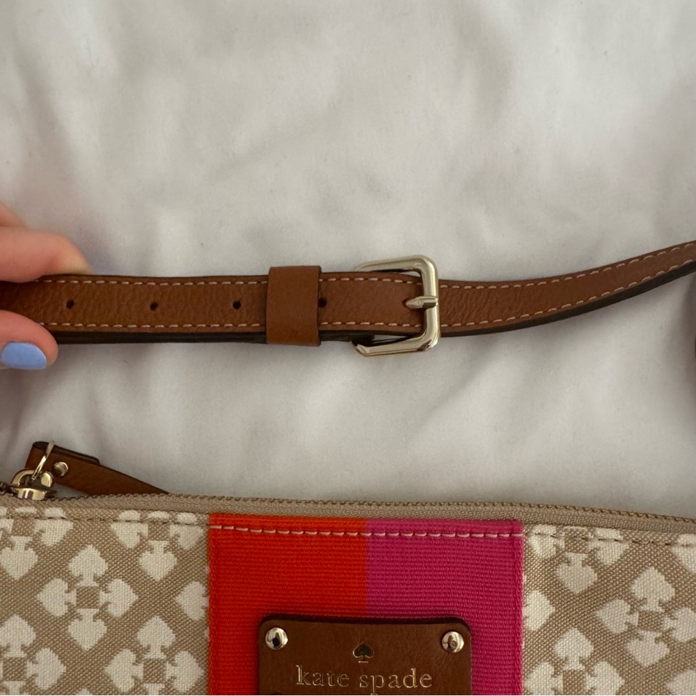Kate Spade Victoria Red and Pink Stripe Signature Crossbody - Picture 7 of 12